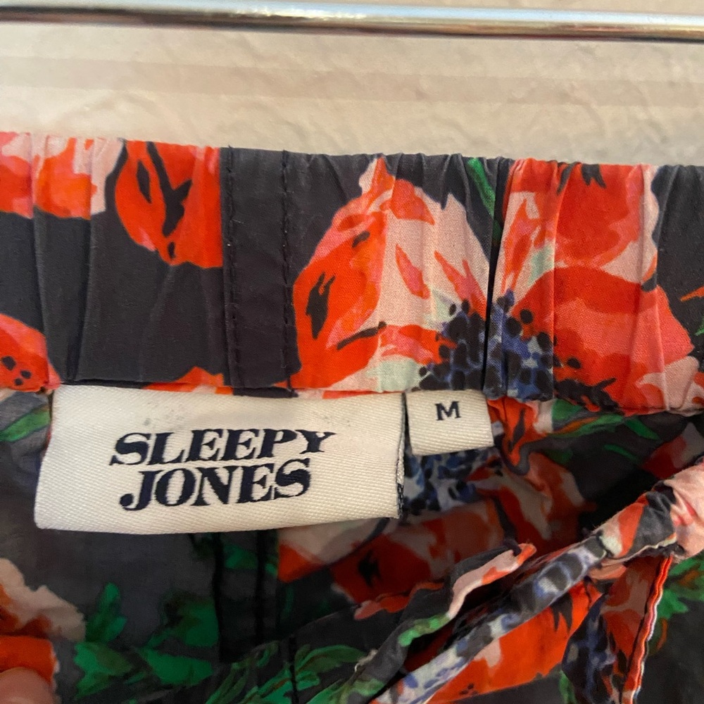 Sleepy Jones Marina Pajama Set Garden Floral Navy Cotton Size M - Picture 8 of 9